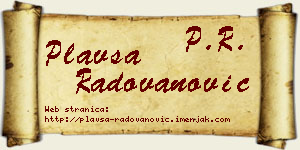Plavša Radovanović vizit kartica